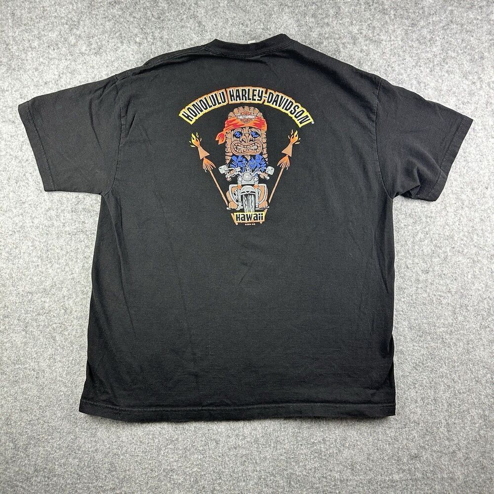 Harley Davidson Shirt Mens XL Black Honolulu Hawaii Tiki Motorcycle Adult Tee - Picture 2 of 14